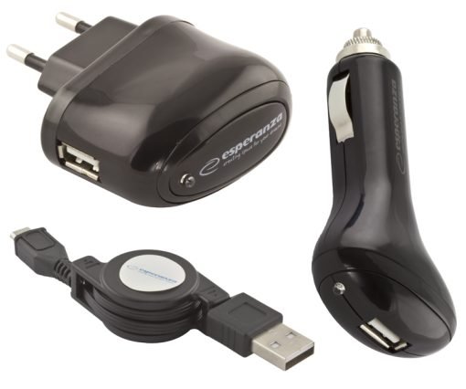ESPERANZA USB CAR & TRAVEL CHARGER WITH microUSB CABLE EZ116-0