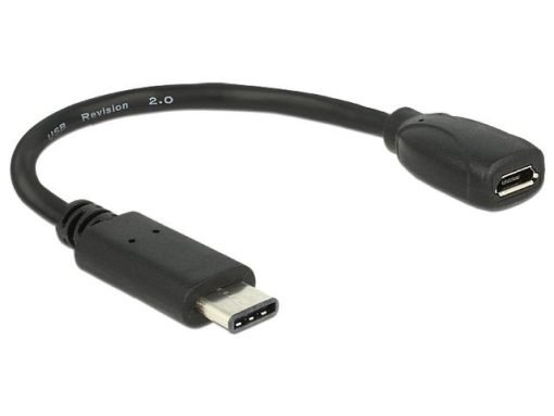Delock Καλώδιο-αντάπτορας USB Type-C™ 2.0 αρσενικό > USB 2.0 τύπου Micro-B θηλυκό 15 εκ μαύρο 65578-0