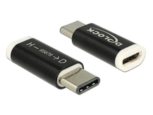 Delock Μετατροπέας USB 2.0 Micro-B θηλυκό > USB Type-C™ 2.0 αρσενικό μαύρο 65678-0