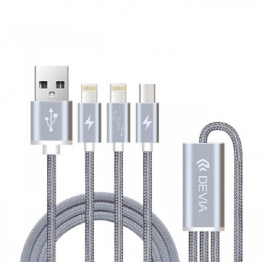 DEVIA Premium 3-in-1 Charging Cable for iOS / Android 1.2m (Grey)-0
