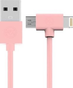 WK AXE WDC-008 Charging Cable 2 in 1 LIGHTING/MICRO USB 1M PINK-0