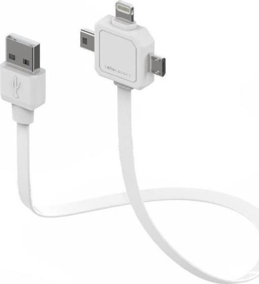 ALLOCACOC Power USB cable (Apple Lightning, Micro USB και Mini USB. ) - Λευκό-0