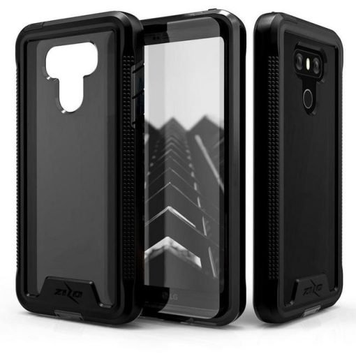 Zizo ION Single Layered Hybrid Cover w/ 9H Tempered Glass Screen Protector (Retail Packaging) - Black/Smoke - For LG G6 - 1IONC-LGG6-BKSM-0