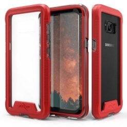 Zizo ION Single Layered Hybrid Cover w/ 9H Tempered Glass Screen Protector (Retail Packaging) - Red/Clear - For Samsung Galaxy S8 Plus - 1IONC-SAMGS8PLUS-RDCL-0