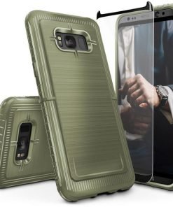 ZIZO Dynite Case by CLICK CASE for Samsung Galaxy S8 - Military Grade Drop Tested, Featuring Anti-Slip Grip and Full 9H Clear Tempered Glass Screen Protector.Camo Green. 1DYN-SAMGS8-CG-0