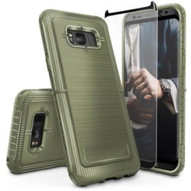 ZIZO Dynite Case by CLICK CASE for Samsung Galaxy S8 - Military Grade Drop Tested, Featuring Anti-Slip Grip and Full 9H Clear Tempered Glass Screen Protector.Camo Green. 1DYN-SAMGS8-CG-0