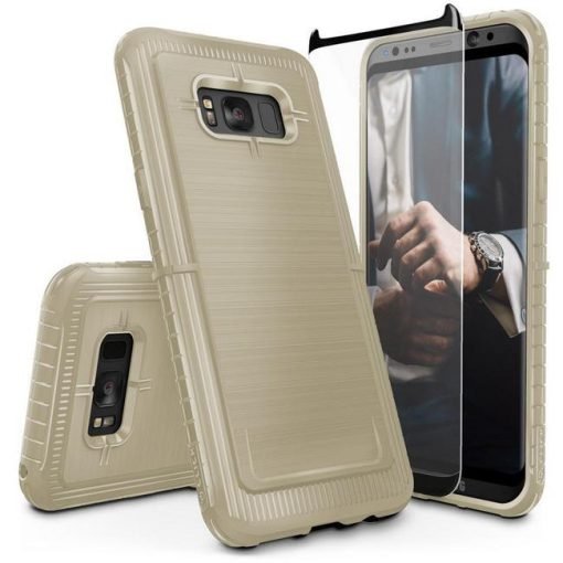 ZIZO Dynite Case by CLICK CASE for Samsung Galaxy S8 Plus - Military Grade Drop Tested, Featuring Anti-Slip Grip and Full 9H Clear Tempered Glass Screen Protector.Beige. 1DYN-SAMGS8PLUS-BE-0