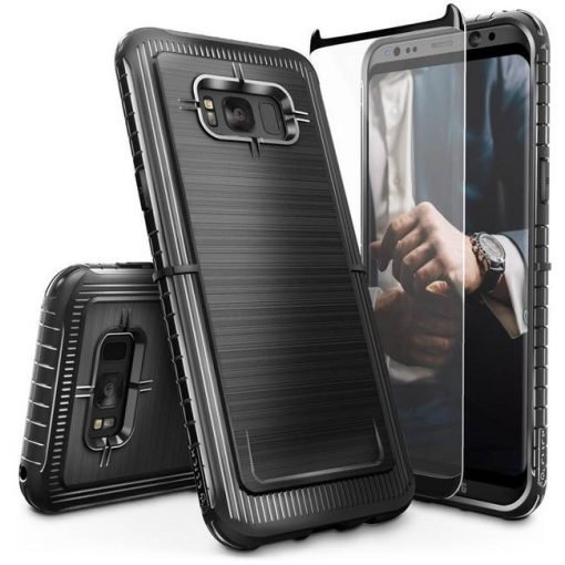 ZIZO Dynite Case by CLICK CASE for Samsung Galaxy S8 Plus - Military Grade Drop Tested, Featuring Anti-Slip Grip and Full 9H Clear Tempered Glass Screen Protector.Black. 1DYN-SAMGS8PLUS-BLK-0