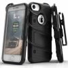 ZIZO BOLT Cover (12 ft. Military Grade Drop Tested) w/ Kickstand + Holster + 9H Tempered Glass Screen Protector, Lanyard - BLACK/BLACK For iPhone 8/ 7 / 6s / 6 4.7in - BOLT-IPH7-BKBK-0