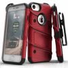 ZIZO BOLT Cover (12 ft. Military Grade Drop Tested) w/ Kickstand + Holster + 9H Tempered Glass Screen Protector, Lanyard - Red/Black For iPhone 8/ 7 / 6s / 6 4.7in - BOLT-IPH7-RDBK-0
