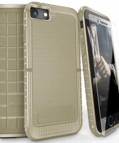 ZIZO Dynite by CLICK CASE for iPhone 8 / 7 Military Grade Drop Tested Cover with Clear Tempered Glass Screen Protector Featuring Anti-Slip Grip- BEIGE. DYN-IPH7-BE-0