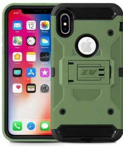 Zizo Tough Armor Style 2 Case with Holster in ZV Blister Packaging for Iphone X - Army Green/Black TGAM-IPHX-AGNBK-0
