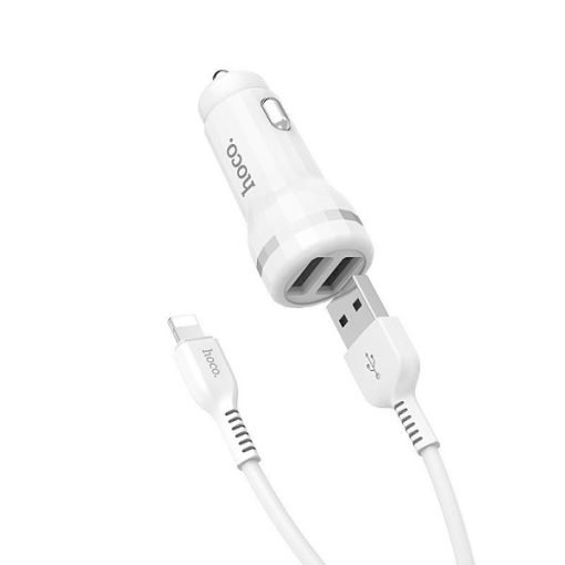 Car charger 2xUSB 2.4A +Iphone lightning cable HOCO Z27 STAUNCH white-0