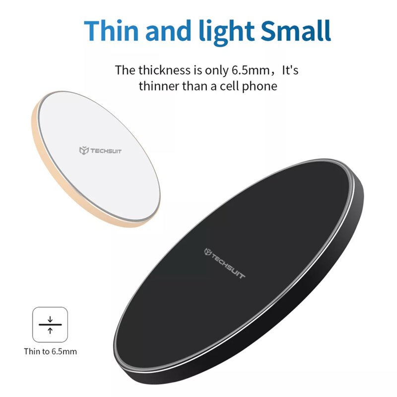 Techsuit Wireless Charger Premium (CHWR002) RGB Colors, 10W Black - Image 4