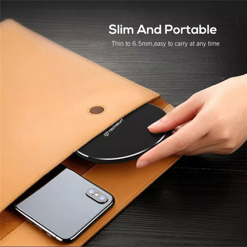 Techsuit Wireless Charger Premium (CHWR002) RGB Colors, 10W Black - Image 5