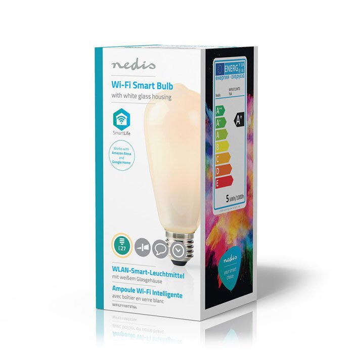 Wi-Fi έξυπνη λάμπα LED, E27, ST64, 5W, Warm White, 500lm. - NEDIS WIFILF11WTST64 - Image 4