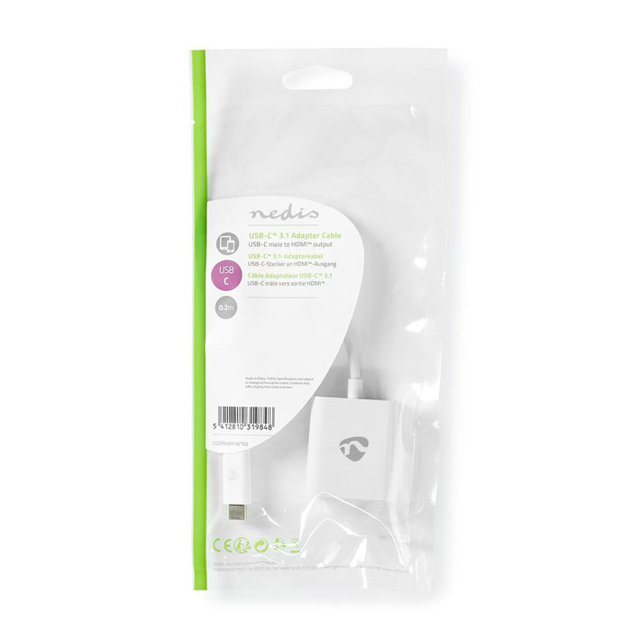Μετατροπέας USB 3.2 Gen 1x1 Type-C αρσ. - HDMI θηλ., 0.20m, σε λευκό χρώμα. - NEDIS CCGP64651WT02 - Image 3