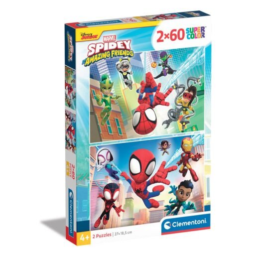 Clementoni Παιδικό Παζλ Super Color Marvel Spidey Και Οι Απίθανοι Φίλοι Του 2x60 τμχ