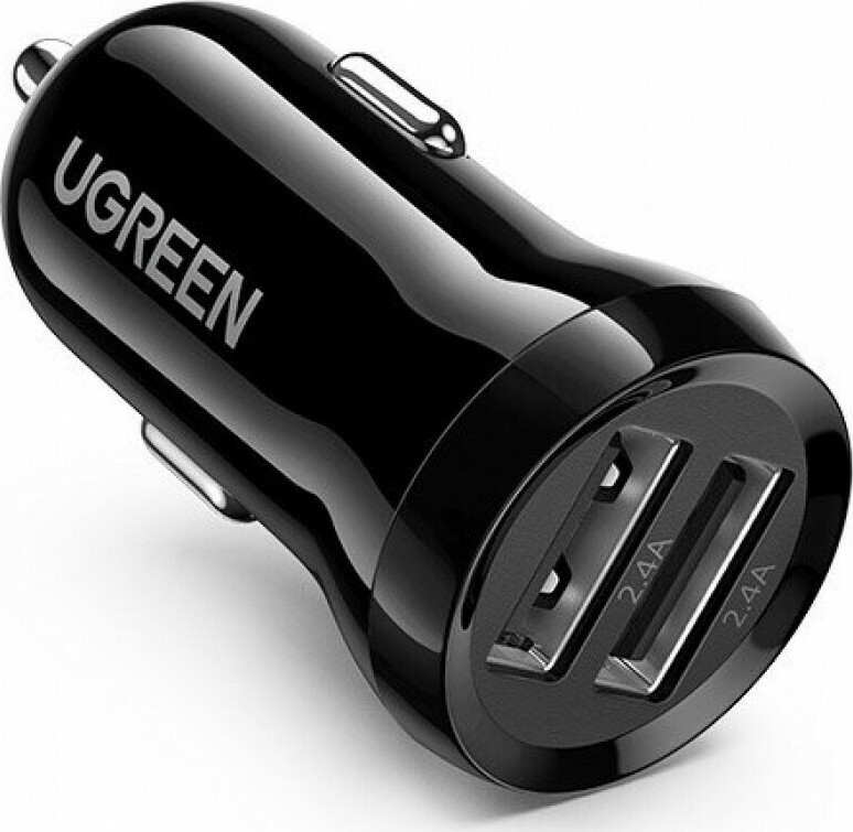 Ugreen Φορτιστής Αυτοκινήτου Μαύρος Συνολικής Έντασης 4.8A με Θύρες: 2xUSB 50875