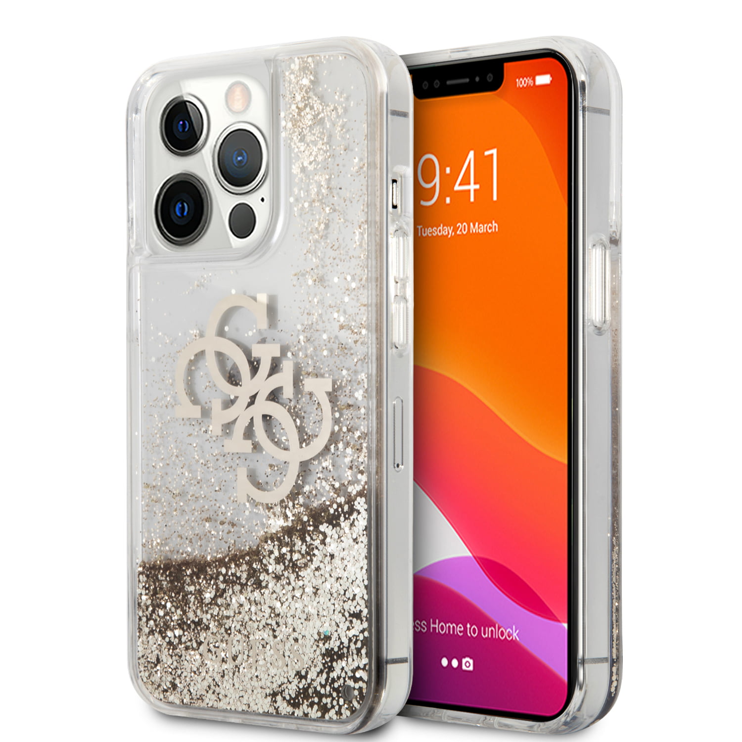 Guess "4G Logo Collection" Θήκη προστασίας – iPhone 13 Pro (Clear/Glitter Gold)
