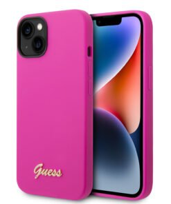 Guess “Vintage Script Gold Logo Collection” Σκληρή Θήκη προστασίας από σιλικόνη – Apple iPhone 14 (Φουξια)