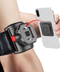Techsuit Sports Armband with Phone Locker (TSA1) Velcro Mounting Strap, Quick Button Release, 3M Glue, max 6.8" Black