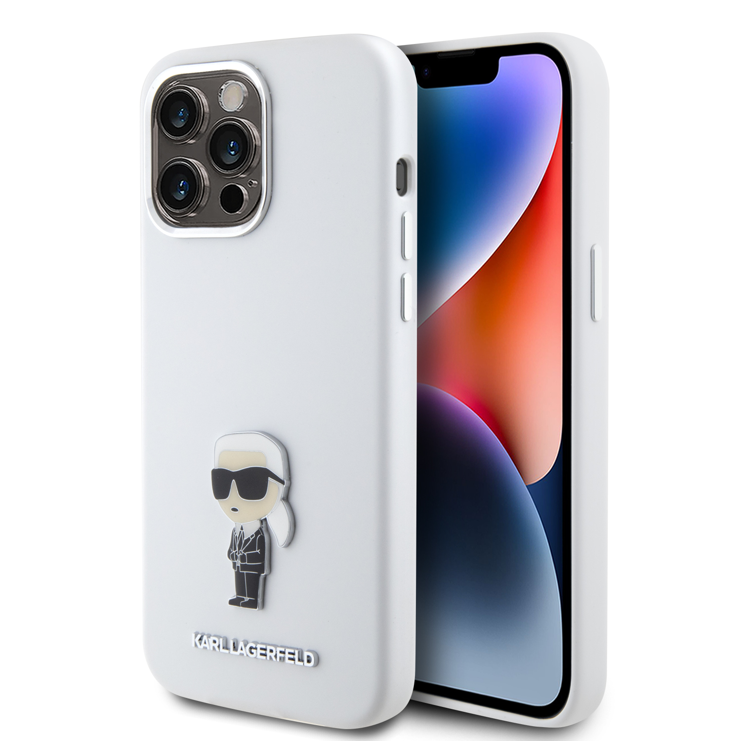 Karl Lagerfeld Ikonik Metal Pin Hard Case Θήκη προστασίας από σιλικόνη – iPhone 15 Pro Max (White – KLHCP15XSMHKNPH)