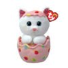 TY Beanie Boos Giggles Χνουδωτή Γατούλα Σε Αυγό Λευκό & Ροζ 15εκ