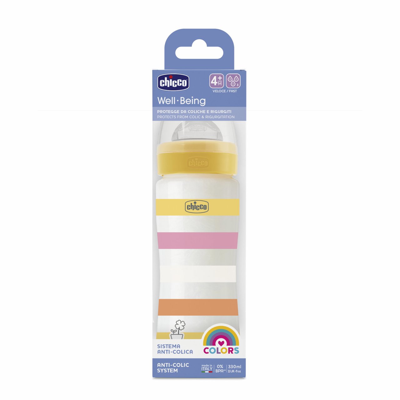 Chicco Πλαστικό Μπιμπερό Well Being Κατά των Κολικών Ροζ 330ml Για 4+ Μηνών - Image 2