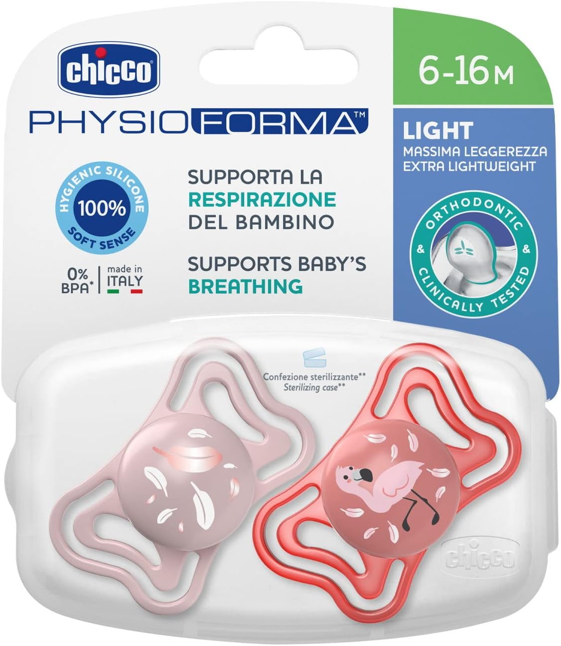 Chicco Πιπίλες Light PhysioForma Ροζ Για 6-16 Μηνών 2τμχ - Image 2
