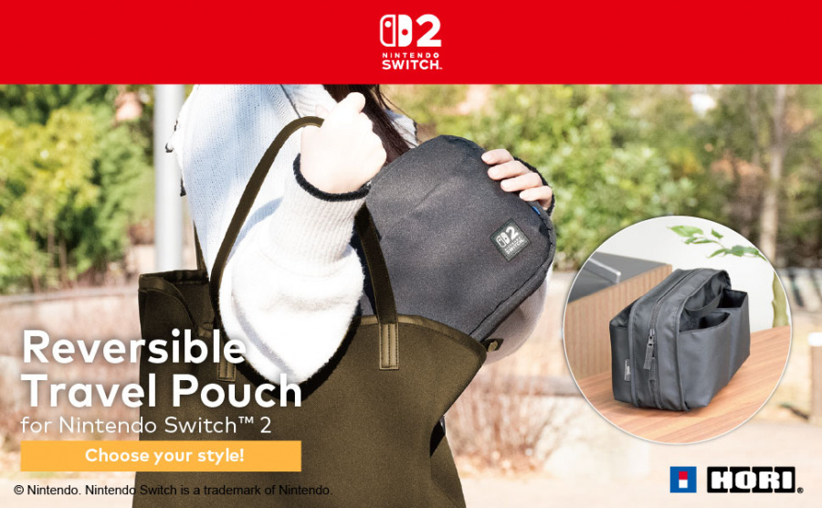 HORI (NSX-026E) REVERSIBLE TRAVEL POUCH (BLACK) FOR SWITCH 2 / SWITCH / SWITCH OLED - Image 3