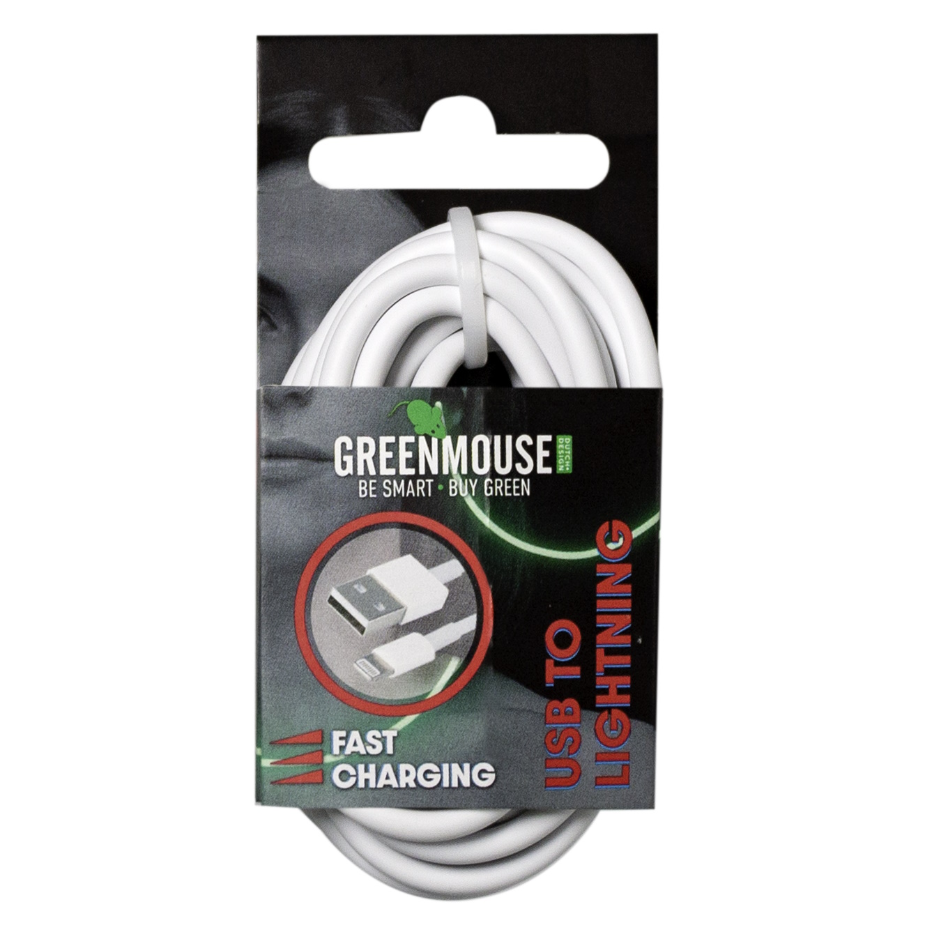 Καλώδιο φόρτισης και δεδομένων GreenMouse – Lightning 2,0 m σε λευκό χρώμα με συσκευασία blister - 66956538