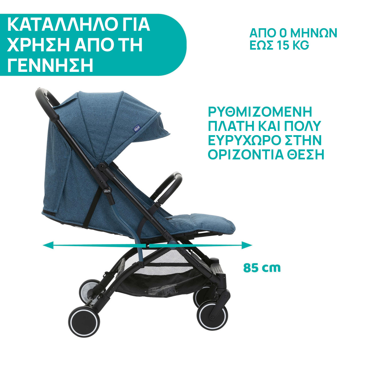 Chicco Καρότσι Μωρού TrolleyMe Calypso Blue για Παιδί έως 15kg - Image 5