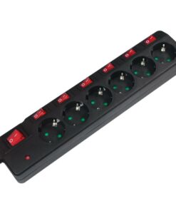 Πολύπριζο Ασφαλείας 6 Θέσεων LogiLink LPS233, με 7 Διακόπτες 1.5m Μάυρο