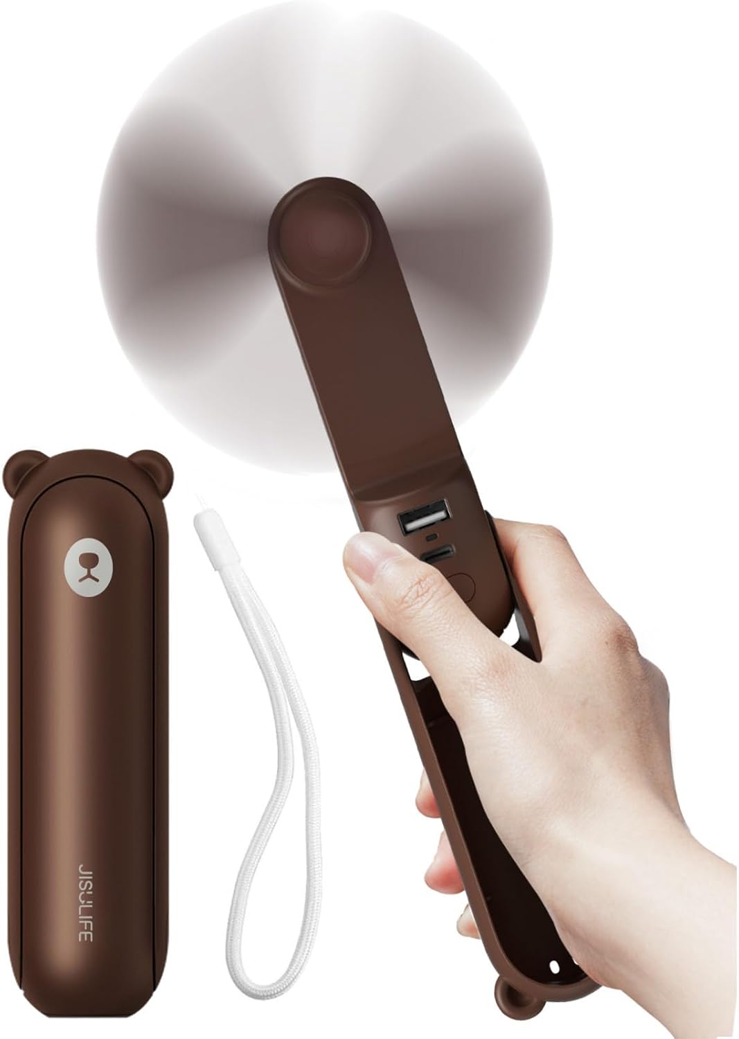 JISULIFE (S010F8X05006) PORTABLE HANDHELD FAN LIFE8 PLUS (4500MAH) BROWN