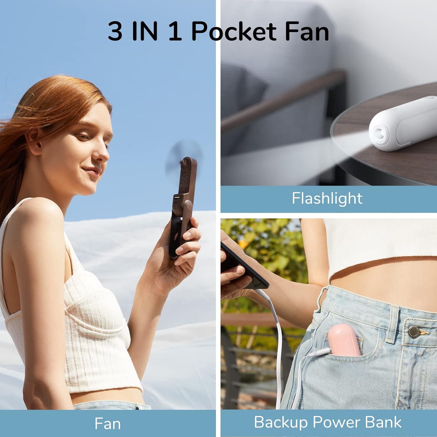 JISULIFE (S010F8X05006) PORTABLE HANDHELD FAN LIFE8 PLUS (4500MAH) BROWN - Image 3