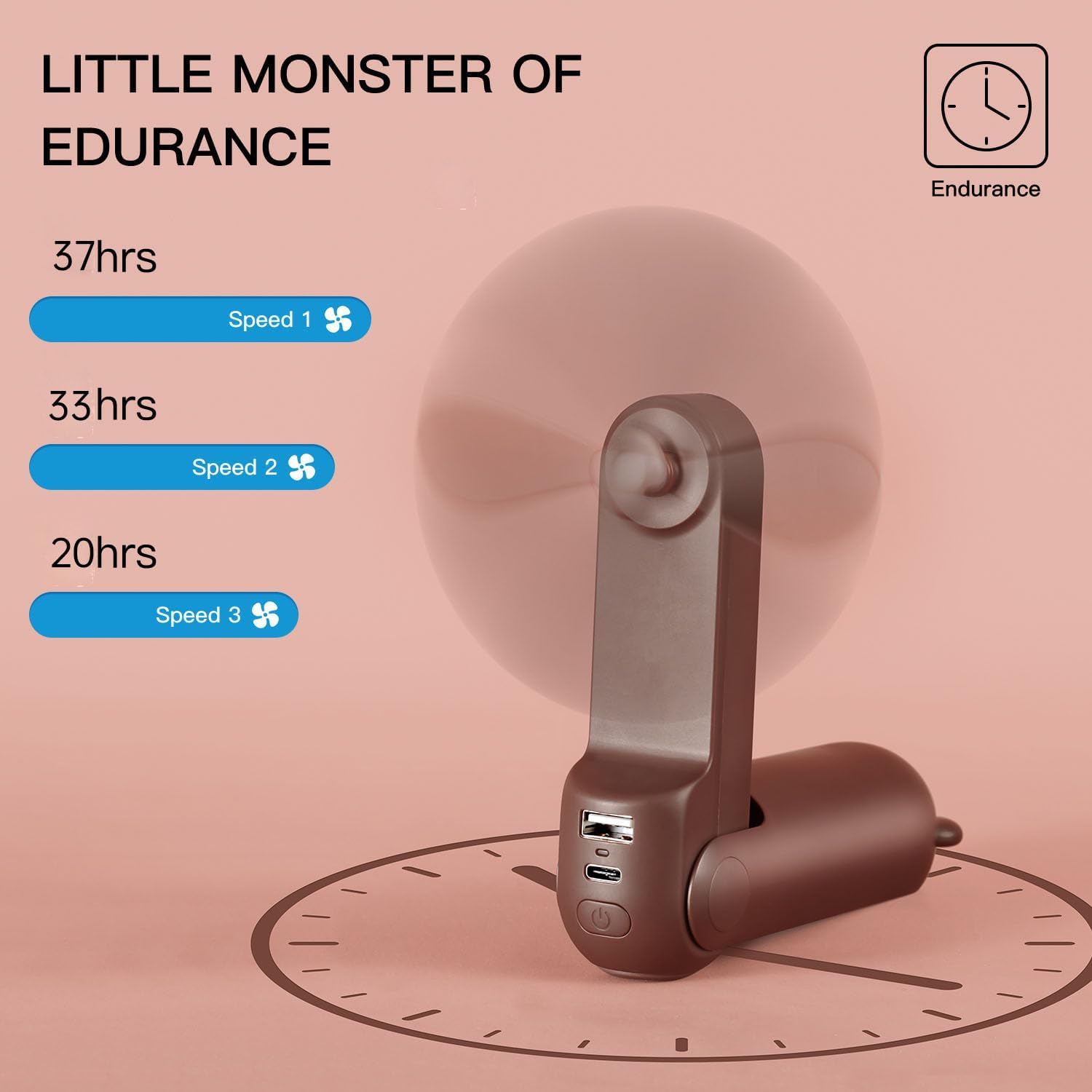 JISULIFE (S010F8X05006) PORTABLE HANDHELD FAN LIFE8 PLUS (4500MAH) BROWN - Image 5