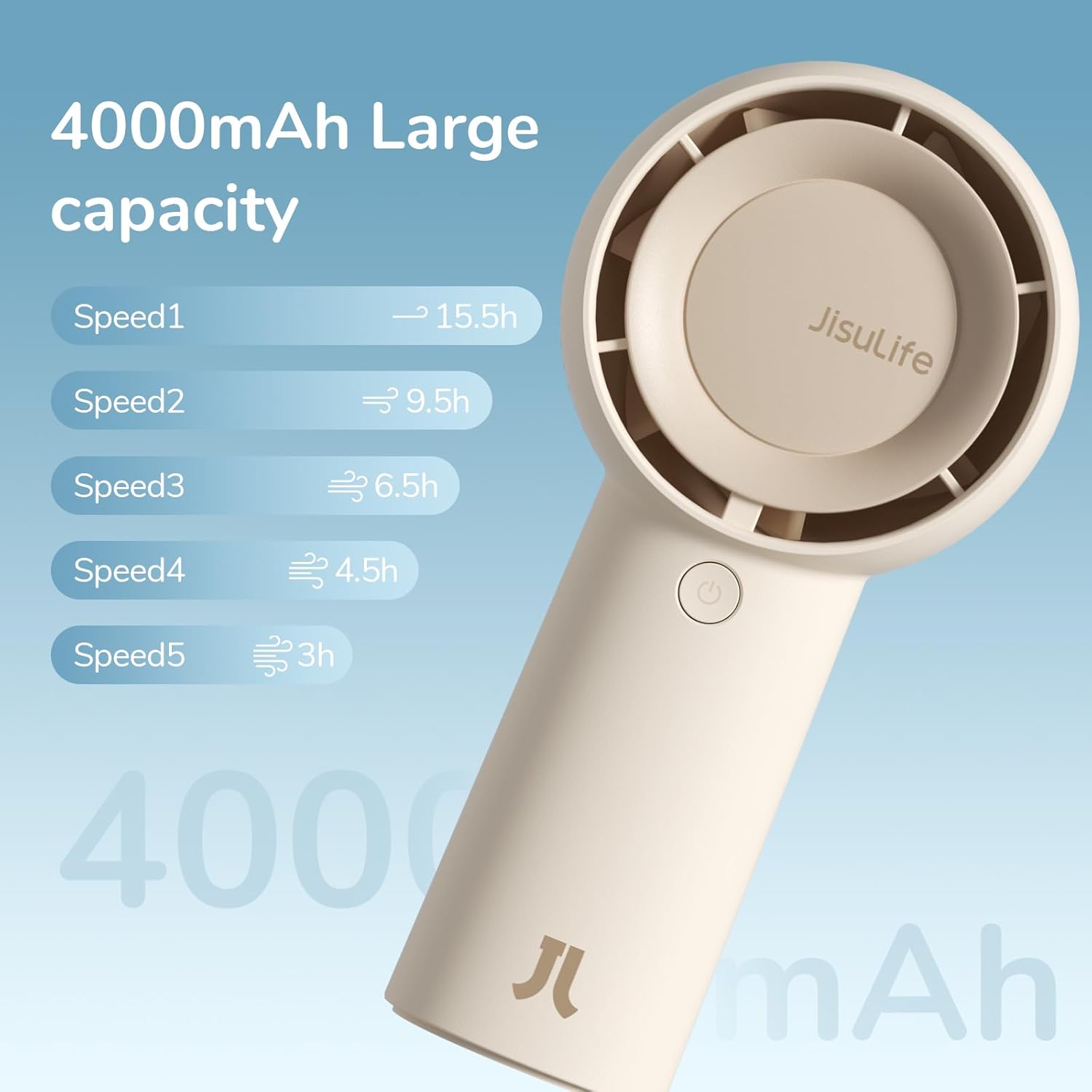 JISULIFE (S01FA4314005) PORTABLE HANDHELD FAN5 PLUS (4000MAH) LIGHT BROWN - Image 2