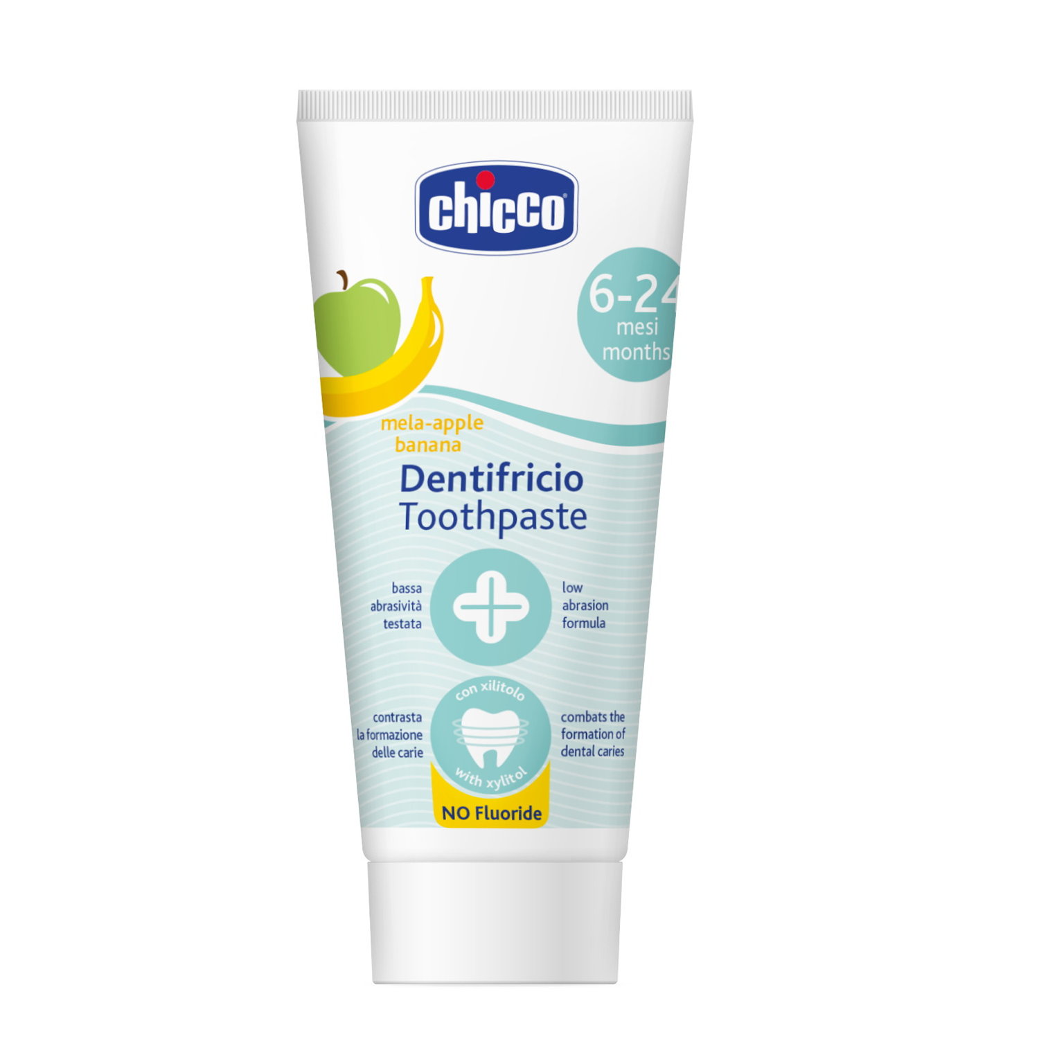 Chicco Οδοντόκρεμα Μήλο-Μπανάνα 50ml Χωρίς Φθόριο Για 6-24 Μηνών