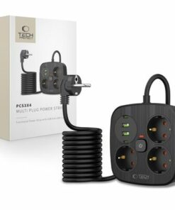 Πολύπριζο TECH-PROTECT PCS3X4 με 2x USB, 2x Type-C και 3 πρίζες, 200 εκ, μαύρο (5906302363414)