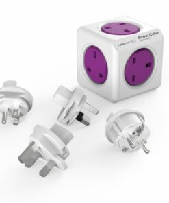 Allocacoc® PowerCube |ReWirable| Πολύπριζο 5 θέσεων UK & 4x plugs  Μωβ - 1840/UKRW4P