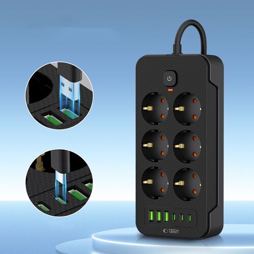 Πολύπριζο TECH-PROTECT PC6X6 3x USB & 3x Type-C & 6x πρίζα 200cm μαύρο (5906302310586) - Image 2