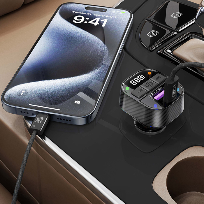 Bluetooth ΜΡ3 αναμεταδότης FM αυτοκινήτου με θύρες φόρτισης Type-A+Type-C PD 30W - XO BCC17 - Image 4