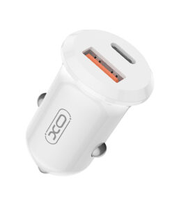 Universal φορτιστής αυτοκινήτου με 2 εξόδους, 1x USB-A & 1x USB-C σε λευκό χρώμα - XO CC69