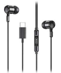 Ενσύρματα in-ear μεταλλικά ακουστικά με μικρόφωνο και βύσμα USB-C, σε μαύρο χρώμα - XO EP81