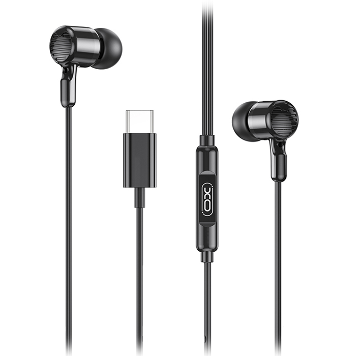 Ενσύρματα in-ear μεταλλικά ακουστικά με μικρόφωνο και βύσμα USB-C, σε μαύρο χρώμα - XO EP81