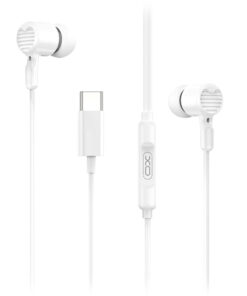 Ενσύρματα in-ear μεταλλικά ακουστικά με μικρόφωνο και βύσμα USB-C, σε λευκό χρώμα - XO EP81
