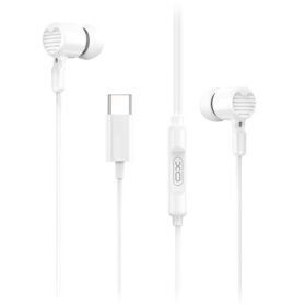 Ενσύρματα in-ear μεταλλικά ακουστικά με μικρόφωνο και βύσμα USB-C, σε λευκό χρώμα - XO EP81