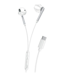 Ενσύρματα crescent ακουστικά με μικρόφωνο και βύσμα USB-C, σε λευκό χρώμα - XO EP66
