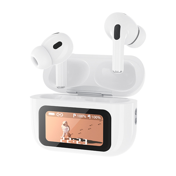 Bluetooth ακουστικά handsfree με θήκη ασύρματης φόρτισης, noise cancellation και οθόνη, σε λευκό χρώμα - XO X36 - Image 2
